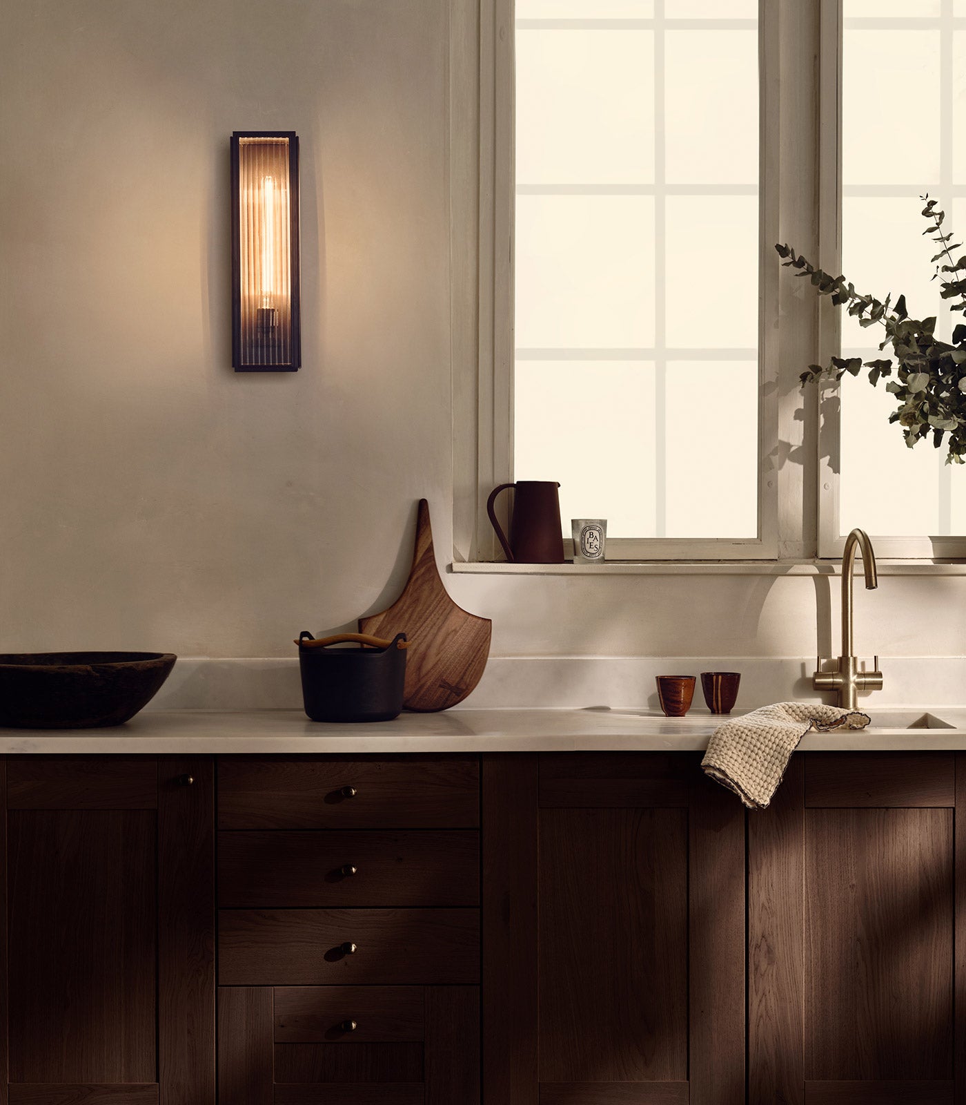 Ash Reeded Wall Light
