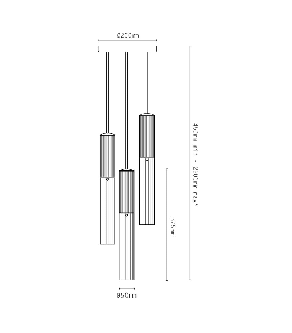 Antique Brass / Clear Reeded Glass - Additional Image