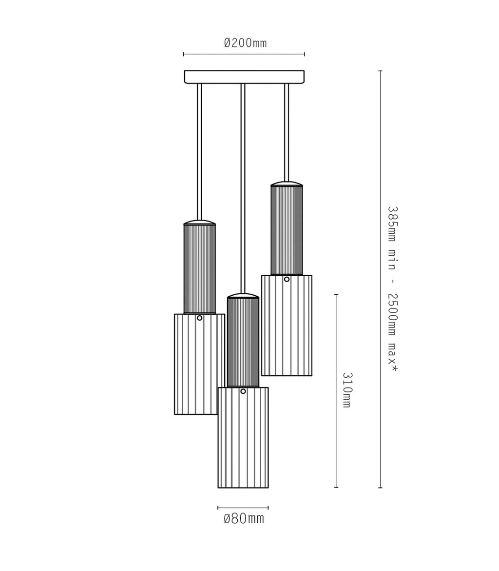 Antique Brass / Clear Reeded Glass - Additional Image