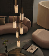 Flume Large Alabaster 6lt Pendant Light