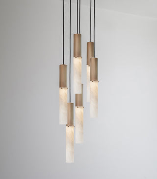 Flume Alabaster 6lt Pendant Light