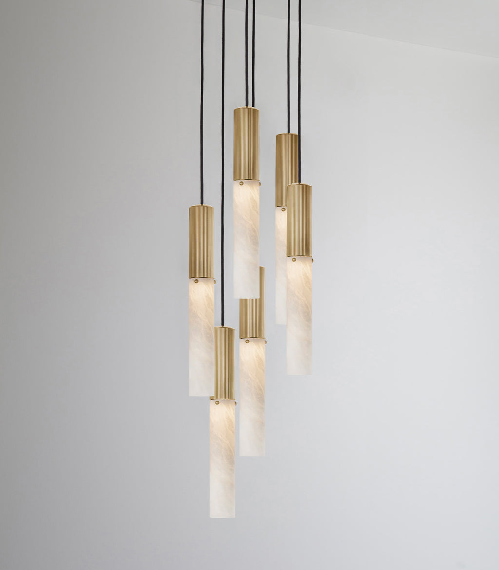 Flume Alabaster 6lt Pendant Light