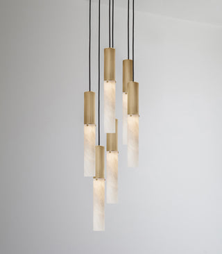 Flume Alabaster 6lt Pendant Light
