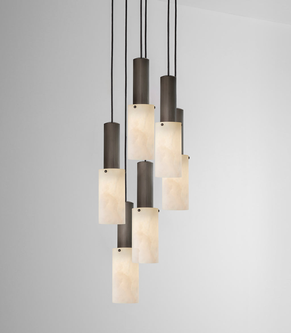 Flume Large Alabaster 6lt Pendant Light