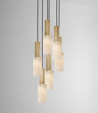 Flume Large Alabaster 6lt Pendant Light