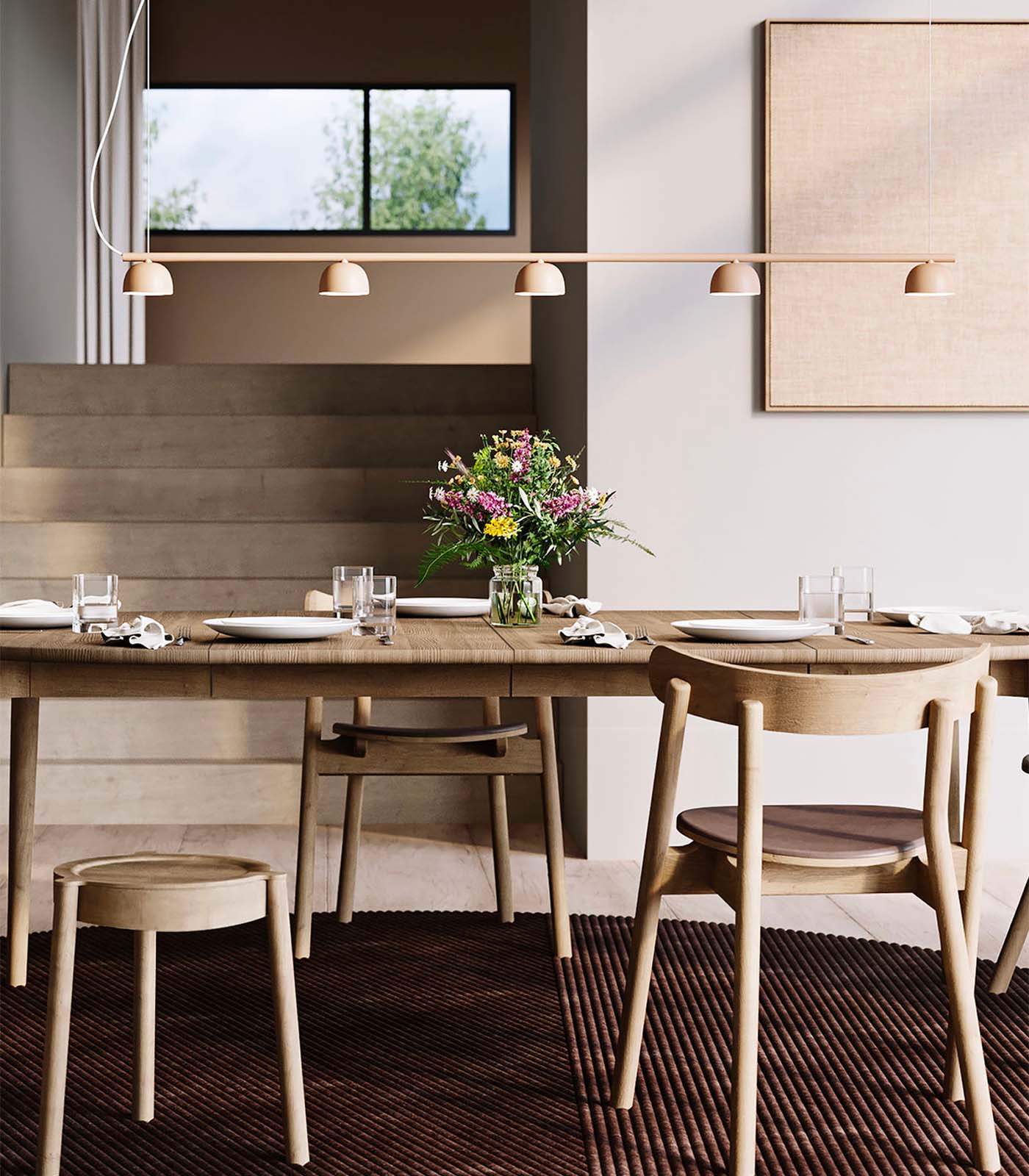 Blush Rail 5lt Pendant Light