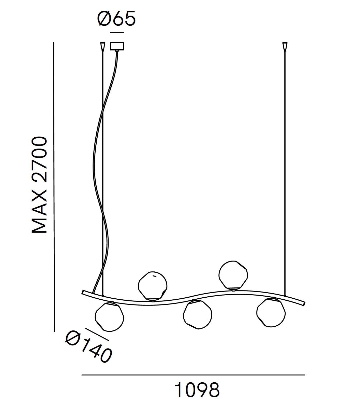 Stone Curve Linear Pendant Light