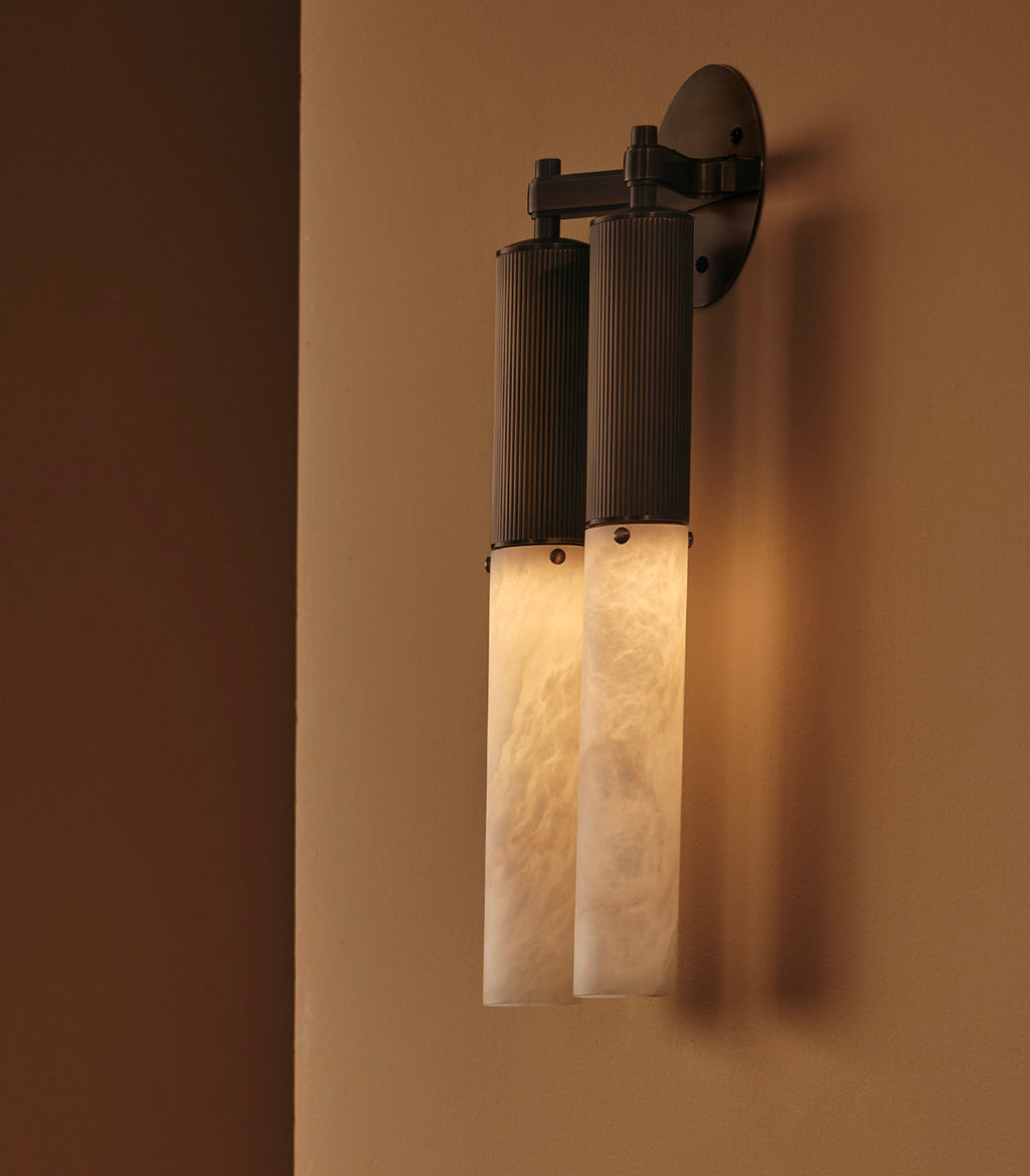Flume Alabaster Double Wall Light