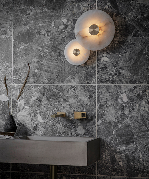 Alabaster wall light in luxury bathroom